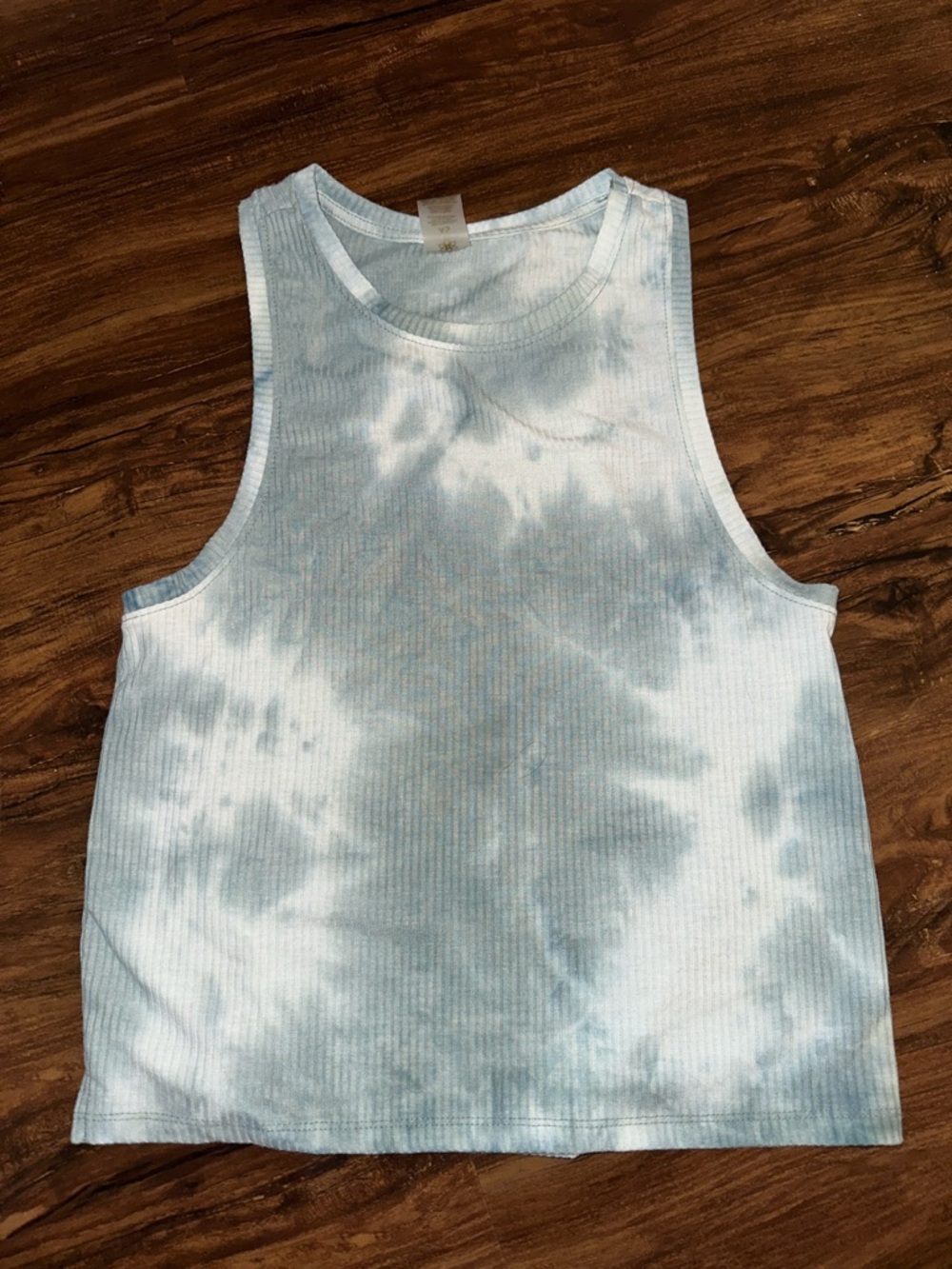 Women’s Light Blue Tie-Dye Ribbed Tank Top XS